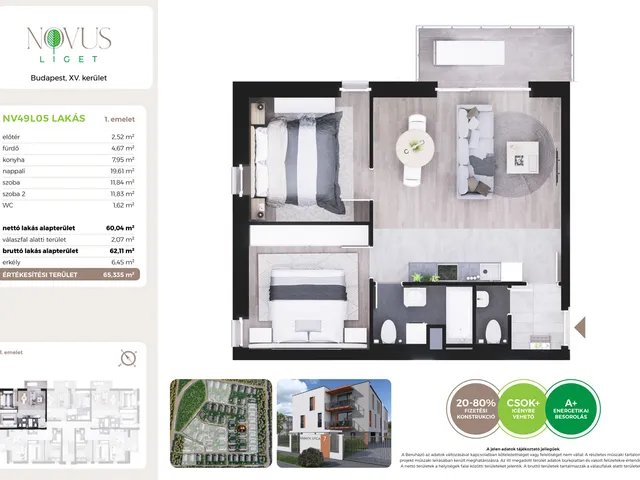 Eladó lakás Budapest XV. kerület 60 nm