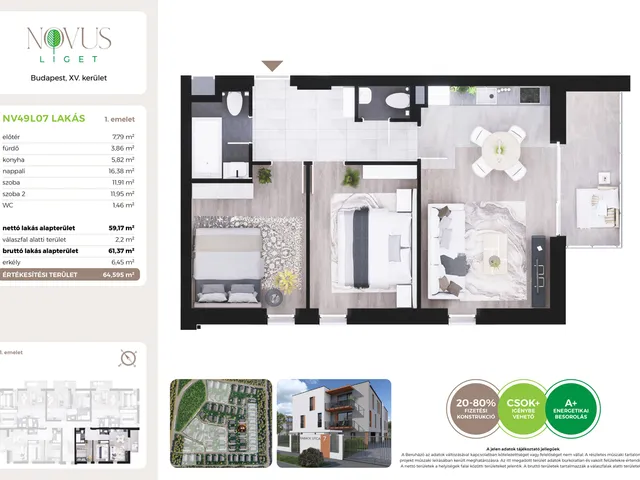 Eladó lakás Budapest XV. kerület 59 nm