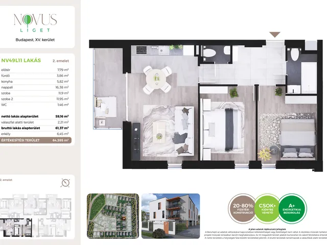 Eladó lakás Budapest XV. kerület 59 nm