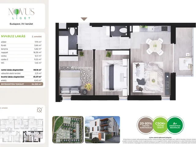 Eladó lakás Budapest XV. kerület 59 nm