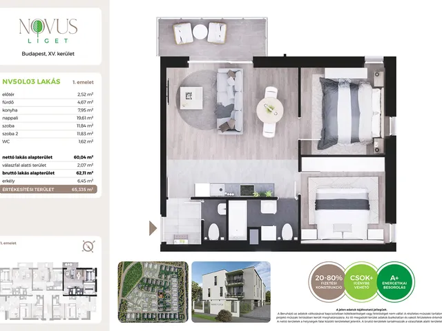 Eladó lakás Budapest XV. kerület 60 nm