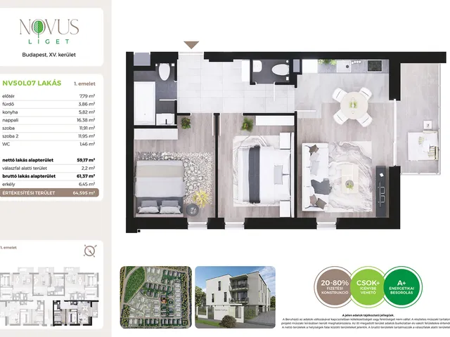 Eladó lakás Budapest XV. kerület 59 nm