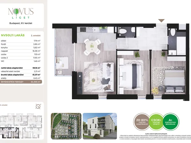 Eladó lakás Budapest XV. kerület, Kékszilva utca 2. 59 nm