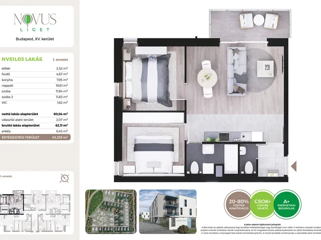 Eladó lakás Budapest XV. kerület 60 nm