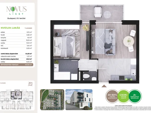 Eladó lakás Budapest XV. kerület 45 nm