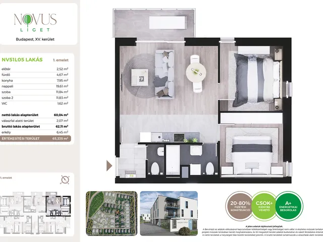 Eladó lakás Budapest XV. kerület 60 nm