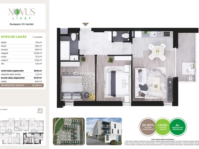 Eladó lakás Budapest XV. kerület 59 nm