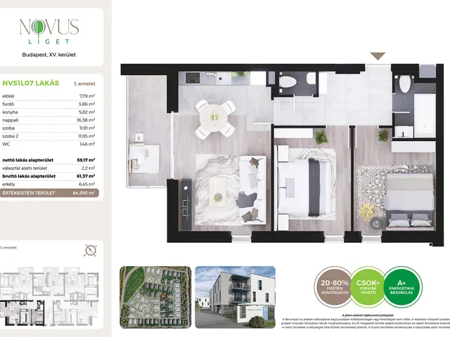 Eladó lakás Budapest XV. kerület 59 nm