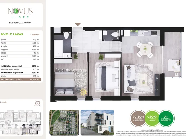 Eladó lakás Budapest XV. kerület 59 nm