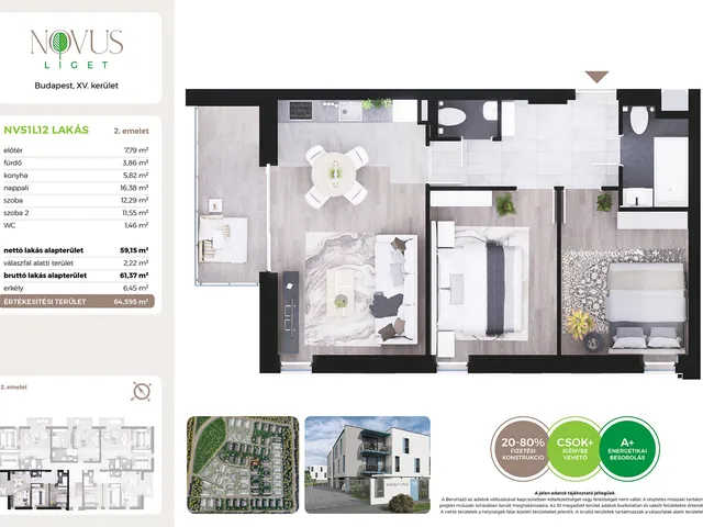 Eladó lakás Budapest XV. kerület 59 nm