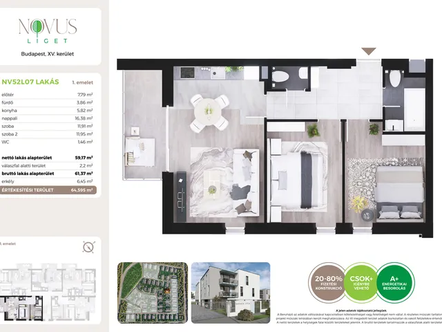 Eladó lakás Budapest XV. kerület 59 nm