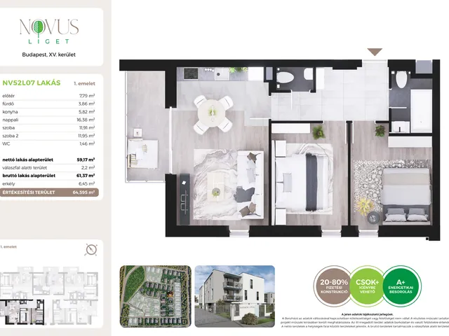 Eladó lakás Budapest XV. kerület 59 nm