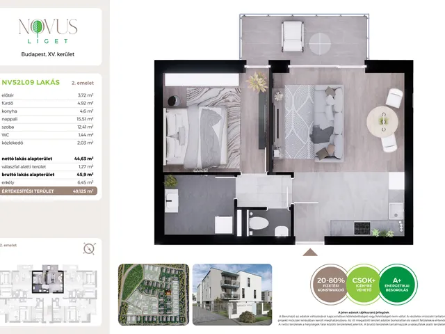 Eladó lakás Budapest XV. kerület 45 nm