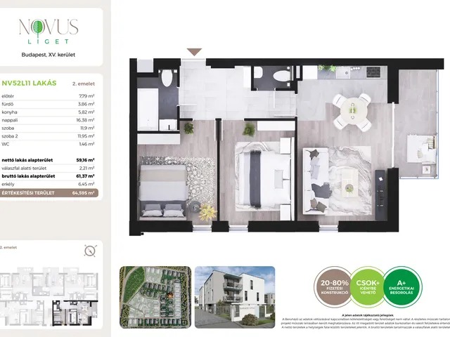 Eladó lakás Budapest XV. kerület 59 nm