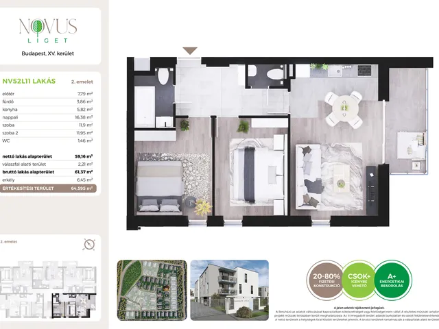 Eladó lakás Budapest XV. kerület 59 nm