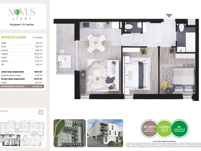 Eladó lakás Budapest XV. kerület 59 nm