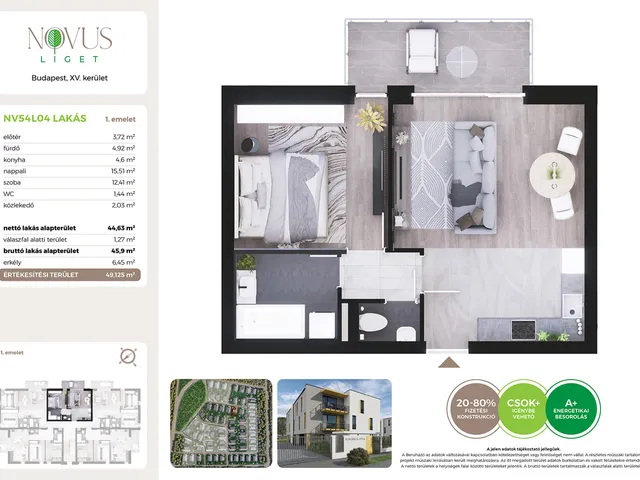 Eladó lakás Budapest XV. kerület 45 nm