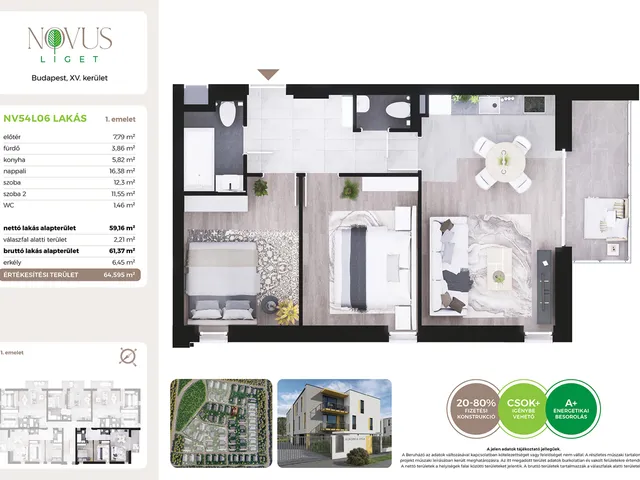 Eladó lakás Budapest XV. kerület 59 nm