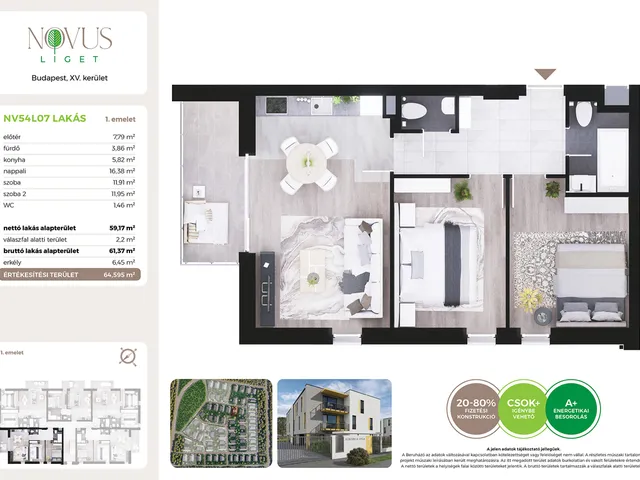 Eladó lakás Budapest XV. kerület 59 nm