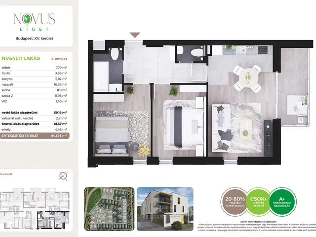 Eladó lakás Budapest XV. kerület 59 nm