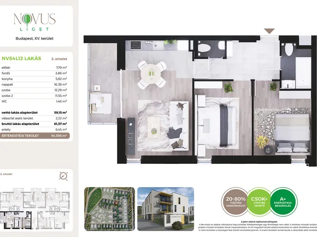 Eladó lakás Budapest XV. kerület 59 nm