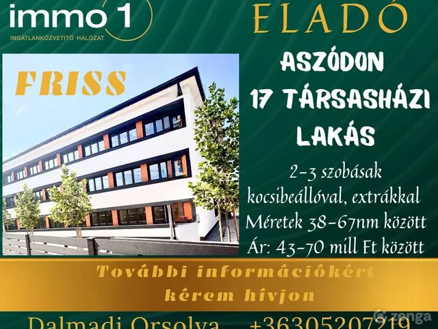 Eladó lakás Aszód 39 nm