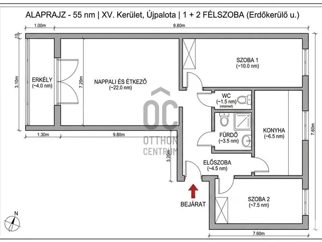 Eladó lakás Budapest XV. kerület, Újpalota 55 nm