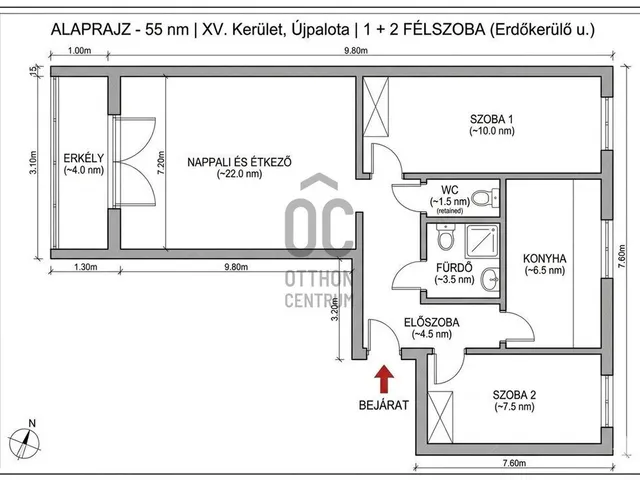 Eladó lakás Budapest XV. kerület, Újpalota 55 nm