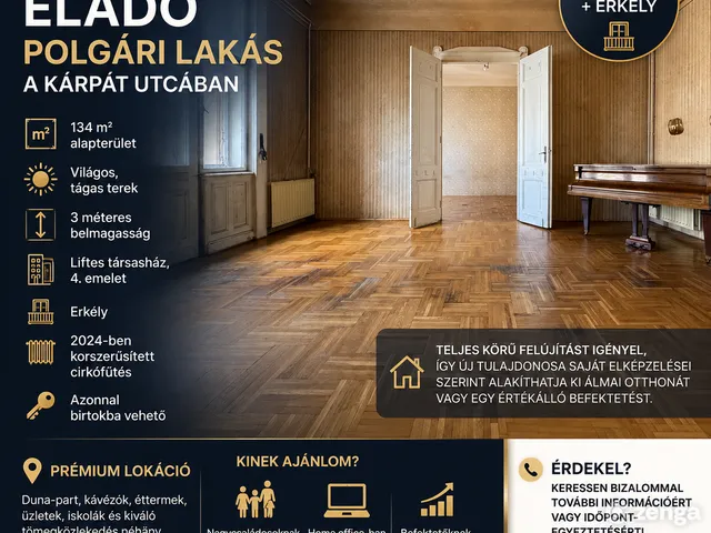 Eladó lakás Budapest XIII. kerület, Újlipótváros 134 nm