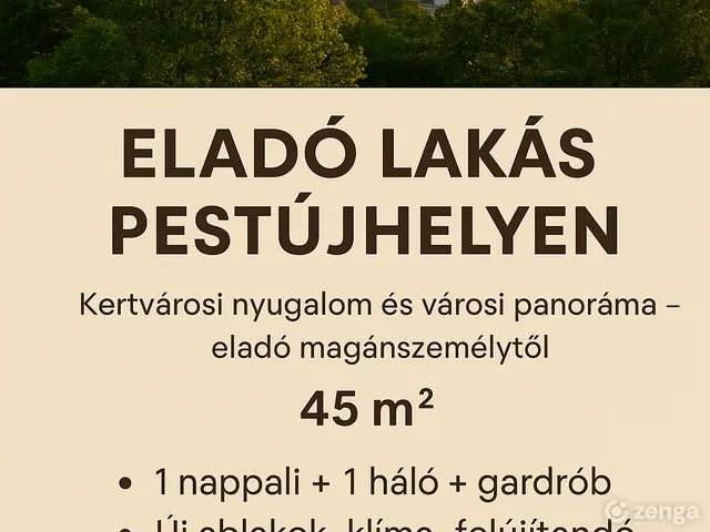 Eladó lakás Budapest XV. kerület, Rákospalota 45 nm