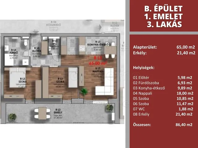 Eladó lakás Győr, Révfalu 65 nm