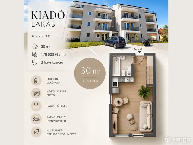 Kiadó lakás Herend 30 nm