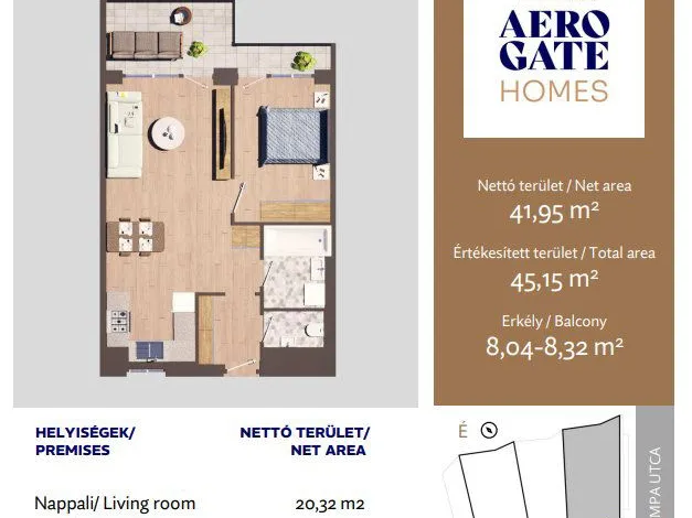 Eladó lakás Budapest XIX. kerület, Kispest, Tompa utca 162119/7 hrsz 45 nm