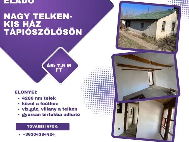 Eladó ház Tápiószőlős 35 nm