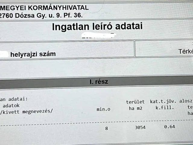 Eladó telek Farmos, Öregszőlő 3054 nm