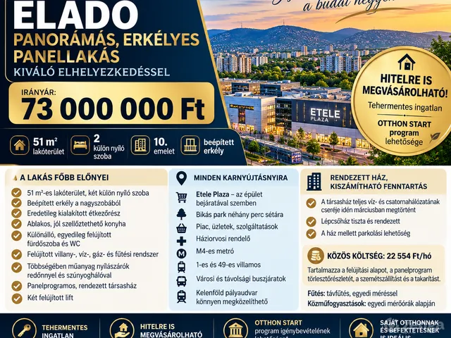 Eladó lakás Budapest XI. kerület, Kelenföld 51 nm