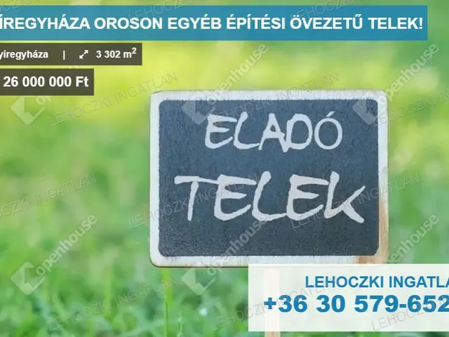Eladó telek Nyíregyháza, Oros 3302 nm