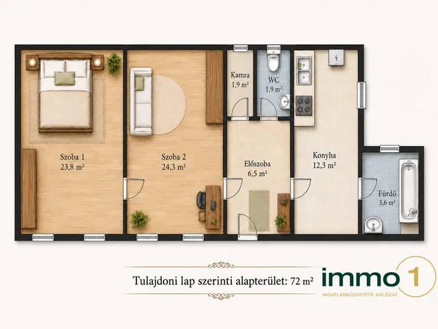 Eladó lakás Budapest VI. kerület, Nagykörúton kívüli terület 72 nm