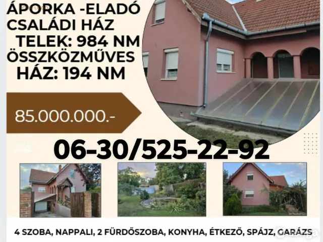 Eladó ház Áporka 194 nm