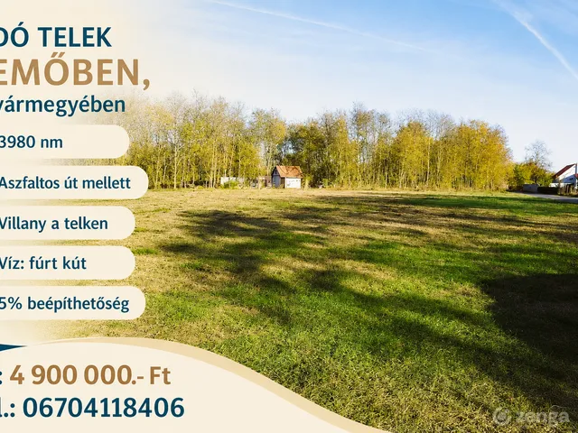 Eladó telek Csemő 3980 nm