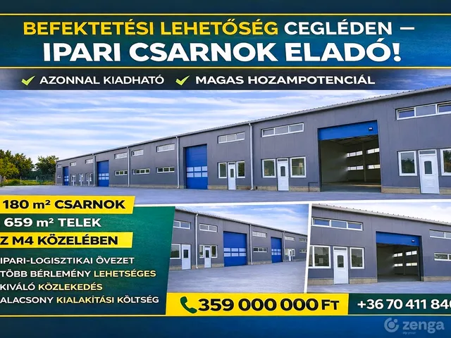 Eladó kereskedelmi és ipari ingatlan Cegléd 1180 nm