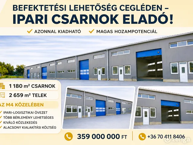Eladó kereskedelmi és ipari ingatlan Cegléd 1180 nm
