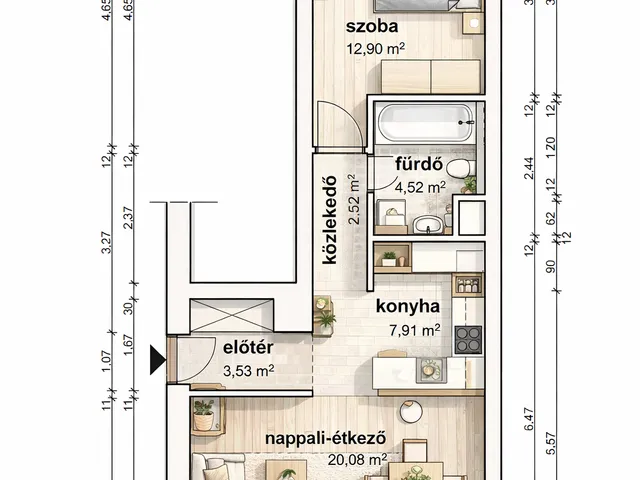 Eladó lakás Budapest VI. kerület, Nagykörúton belüli terület 52 nm