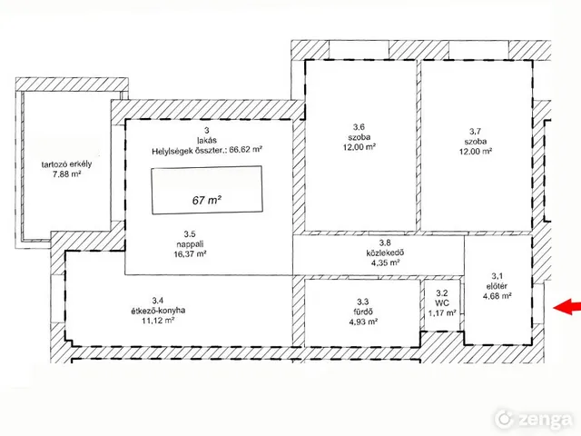Eladó lakás Debrecen, Tócóvölgyi lakótelep 66 nm