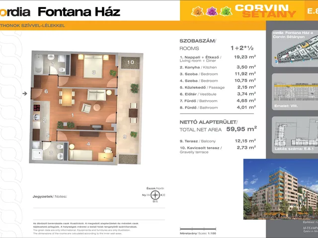 Eladó lakás Budapest VIII. kerület, Corvin negyed, Corvin Sétány 2.  59 nm