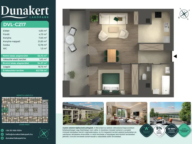 Eladó lakás Vác 53 nm