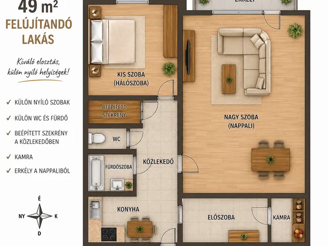 Eladó lakás Debrecen, Dobozi lakótelep 49 nm