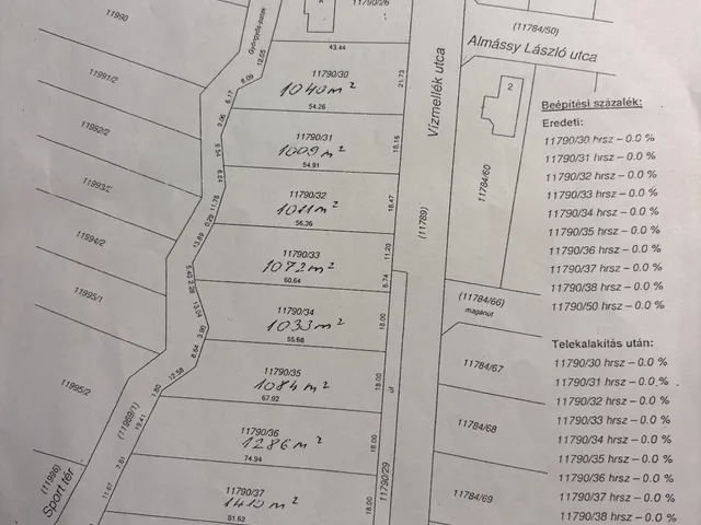 Eladó telek Szombathely, Szentkirály, Vízmellék utca 1040 nm