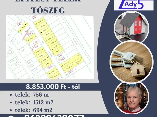 Eladó telek Tószeg 756 nm