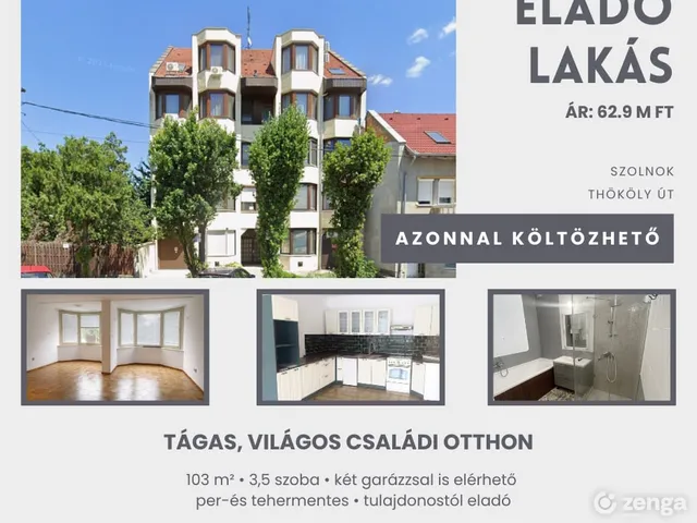 Eladó lakás Szolnok, Északnyugati városrész 103 nm